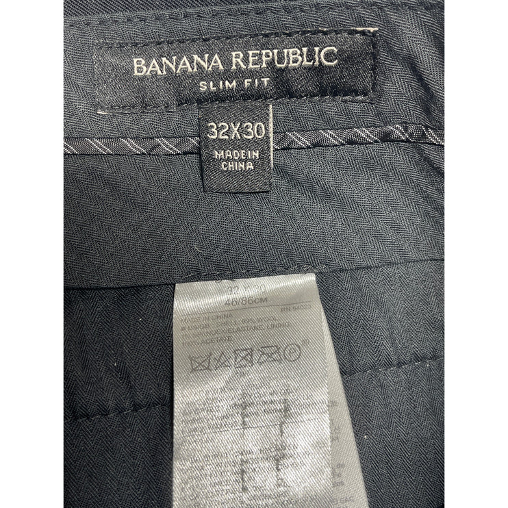 Banana Republic Black Wool High Waisted Slim Straight Trousers Dress Pants 32x30