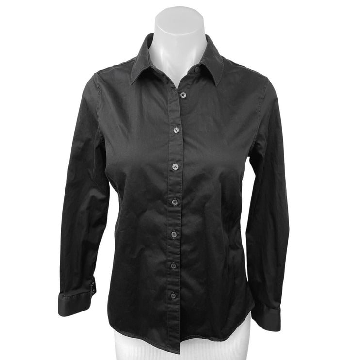 Banana Republic Black Tailored Button Down Long Sleeve Collar Shirt Blouse Top 4