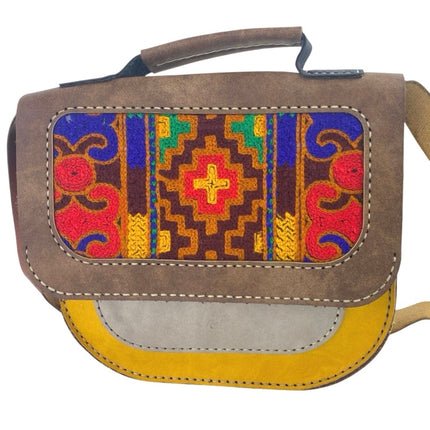 Women's Multicolor Ethnic Aztec Geomtric Faux Suede Crossbody Bag Handbag OS