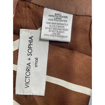 Victoria + Sophia Brown Halter Sleeveless Open Back Plunge V Blouse Crop Top S