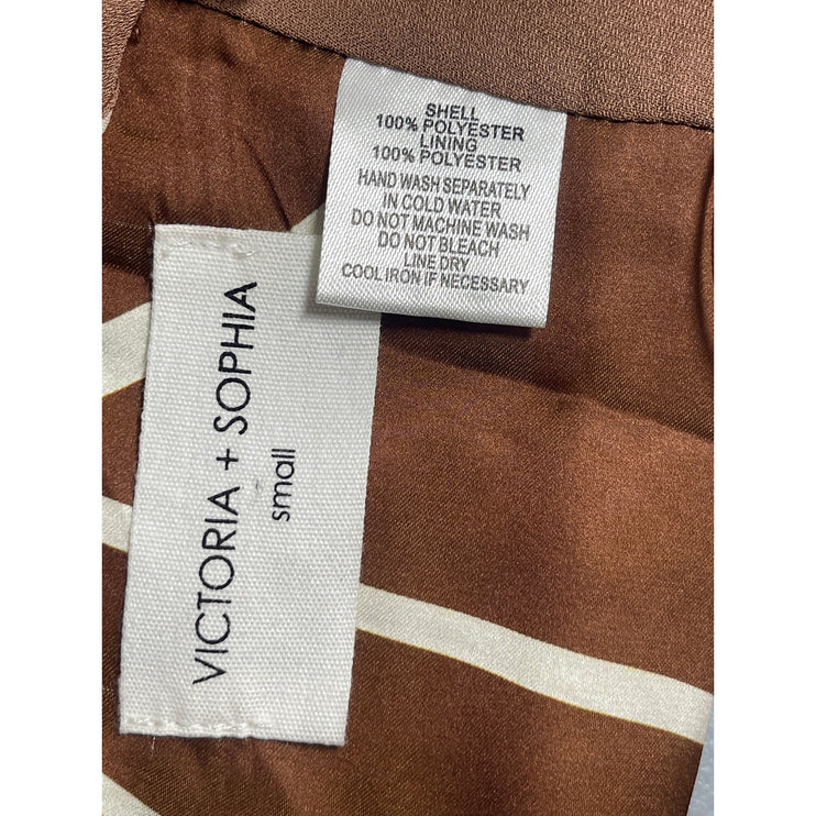 Victoria + Sophia Brown Halter Sleeveless Open Back Plunge V Blouse Crop Top S