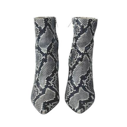 Marc Fisher Jarli Black Snakeskin Print Leather Pointed Toe Zip Ankle Boots 9M