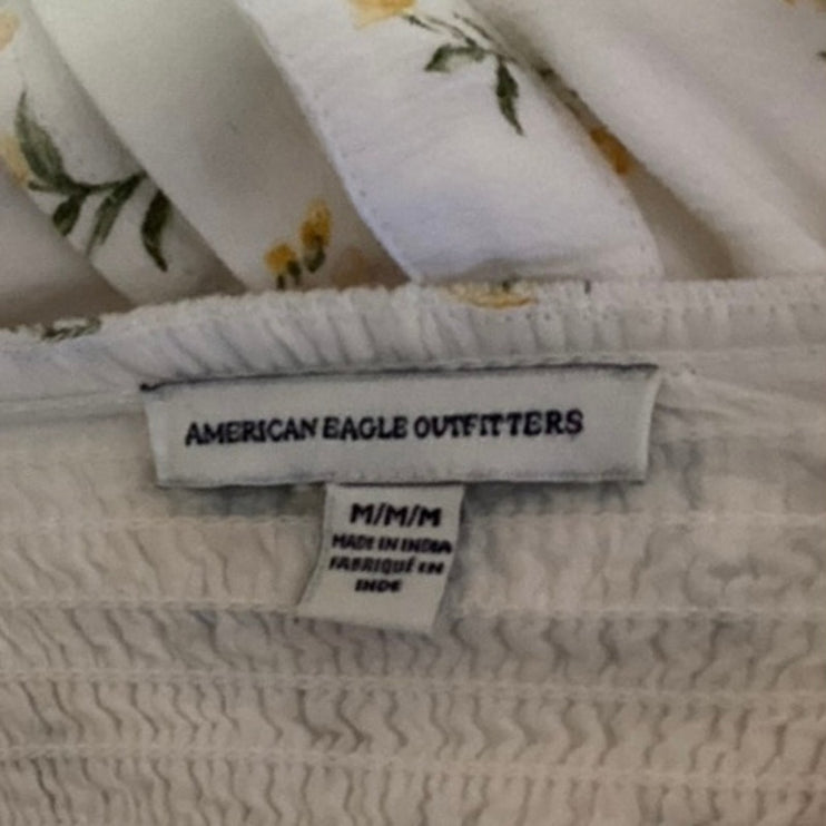 American Eagle Outfitters White Floral Sleeveless Cami Camisole Crop Tank Top M