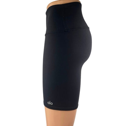 Alo Yoga Women's Black Mid Rise Workout Running Athletic Biker Shorts Size M