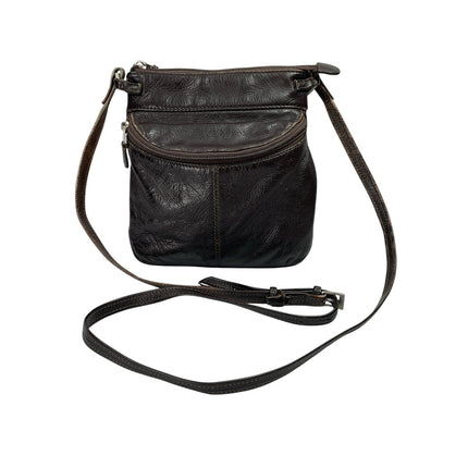 ILI New York Brown Leather Zipper Adjustable Strap Crossbody Messenger Bag