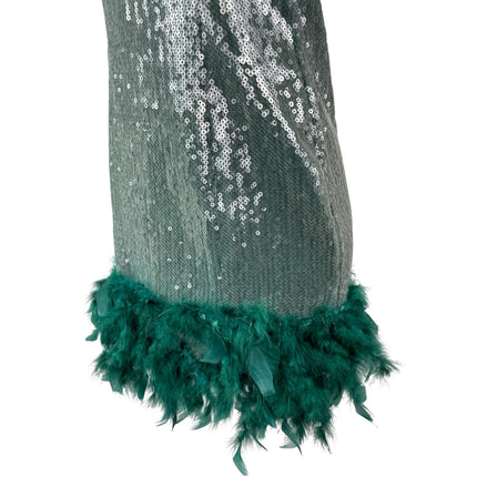 Lulus Especially Fabulous Emerald Sequin Feather Sleeveless Mini Bodycon Dress M