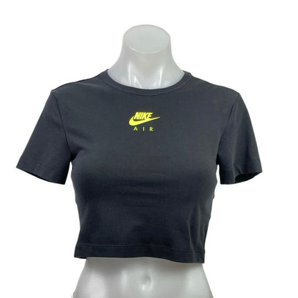 Nike Air Women's Black Short Sleeve Crew Neck Baby Tee T Shirt Crop Top Size S