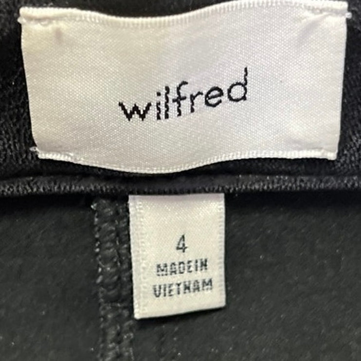 Aritzia Wilfred Black Faux Vegan Leather High Waist Straight Wide Leg Pants Sz 4
