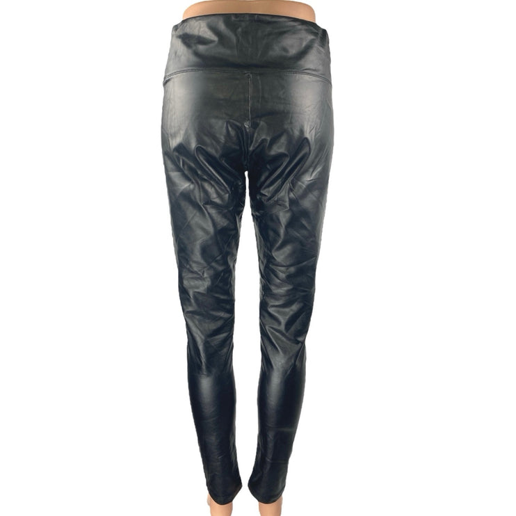 Fashion Nova Women's Black Faux Leather Vegan High Rise Leggings Pants Size M