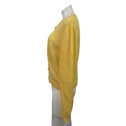Two Thirds Women's Yellow Alpaca Button Down Long Sleeve Cardigan Sweater Top M