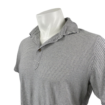 Tasc Men's Black Gray Striped Short Sleeve Golf Casual Polo Shirt Top Size L