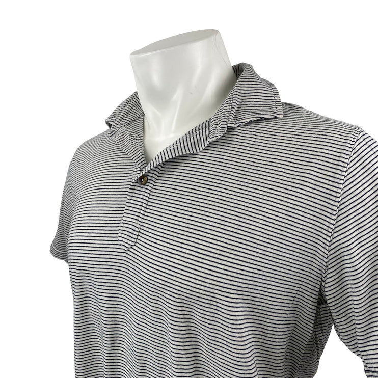Tasc Men's Black Gray Striped Short Sleeve Golf Casual Polo Shirt Top Size L