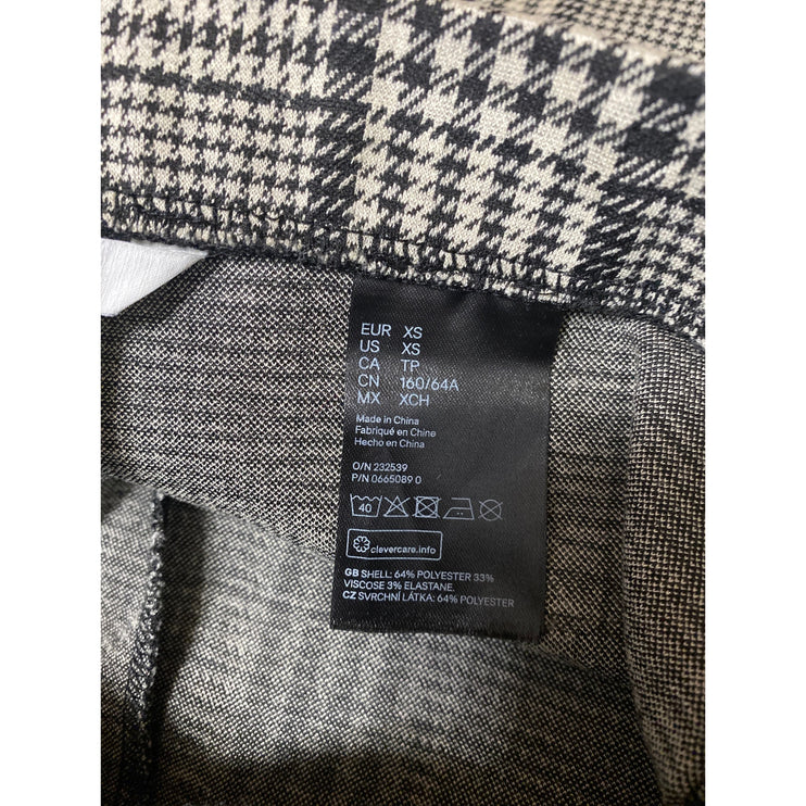 H&M Women's Black White Houndstooth High Rise Wide Leg Trousers Pants Size XS