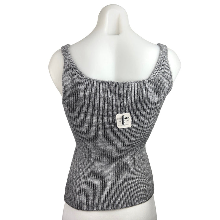 Fashion Nova Gray Square Neck Ribbed Knit Pullover Sweater Tank Top Size S