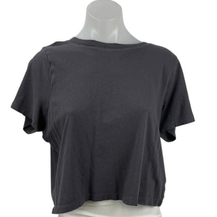 Madewell Women's Black Boxy Short Sleeve Crew Neck Crop T Shirt Tee Top Size M