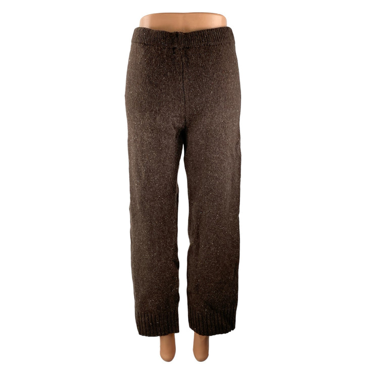 NEW Zara Women's Brown Wool High Rise Knit Wide Leg Baggy Trousers Pants Size S