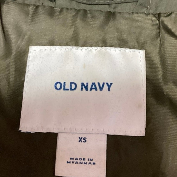 Old Navy Olive Green Full Zip Quilted High Neck Winter Puffer Coat Vest Size XS
