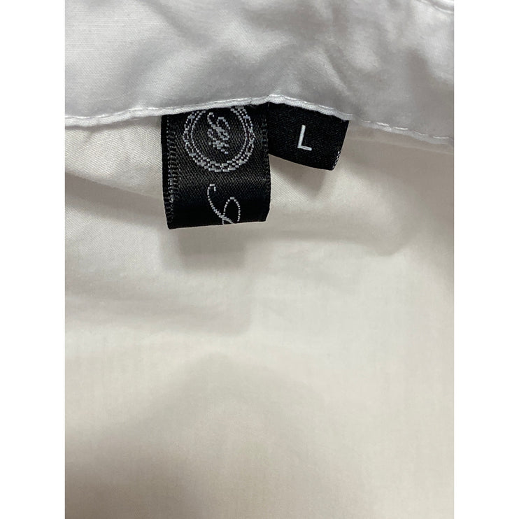 JN Junnou Women's White Long Sleeve Chest Pocket Button Down Shirt Top Size L