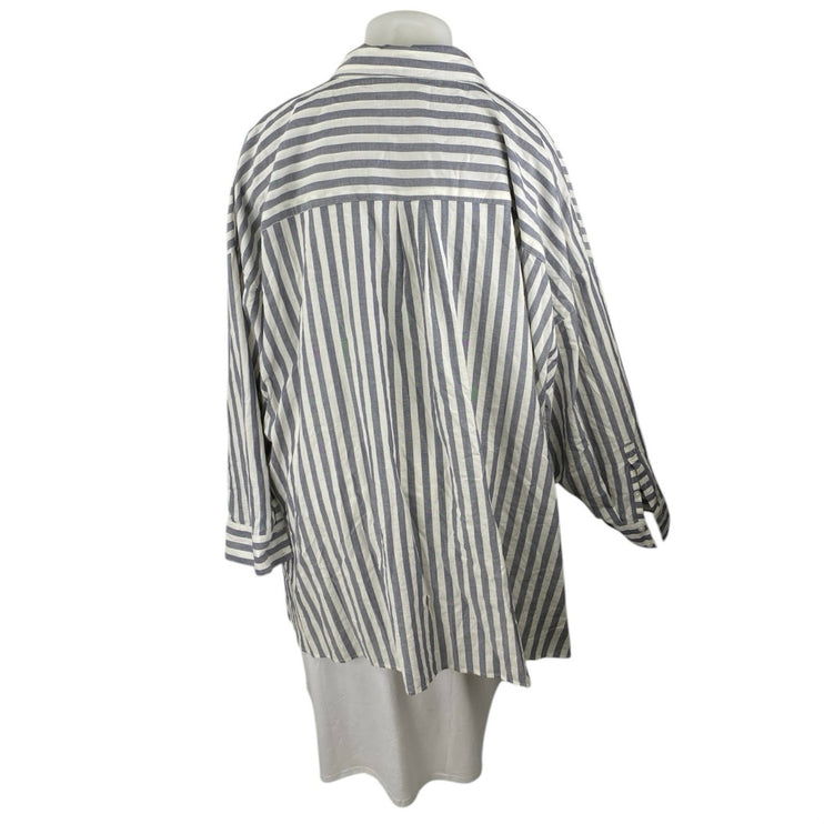 Torrid Blue White Striped Oversized Long Sleeve Button Down Tunic Shirt Top Sz 5