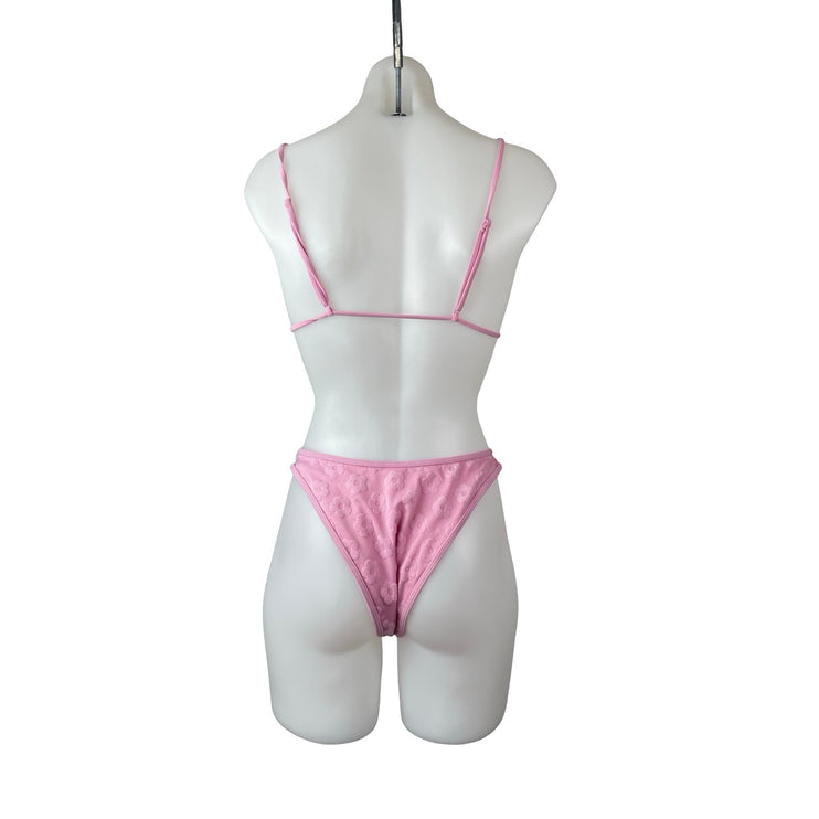 Pacsun Swim Eco Women's Pink Floral Faye Triangle Bikini Summer Swimwear Set S