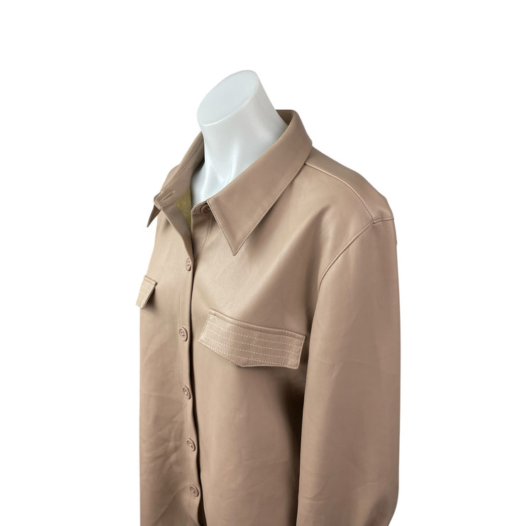 BB Dakota X Steve Madden Faux Vegan Leather Button Down Shacket Coat Jacket Sz M