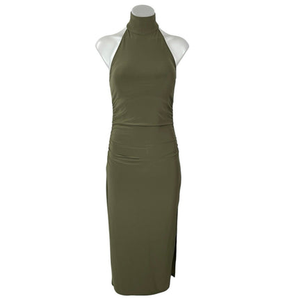 Aritzia Wilfred Smooth Matter Remedy Olive Green Halter Slit Maxi Dress Size XS