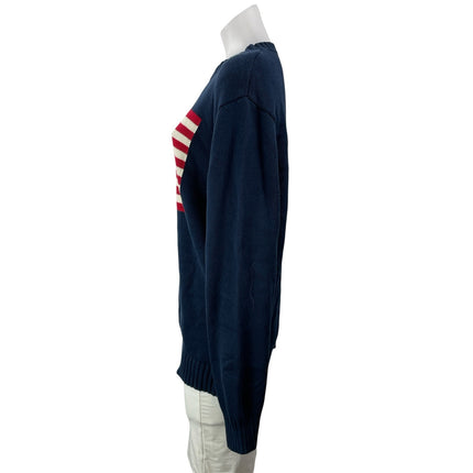 Brandy Melville Women's Dark Blue Long Sleeves American Flag Knit Sweater Top M