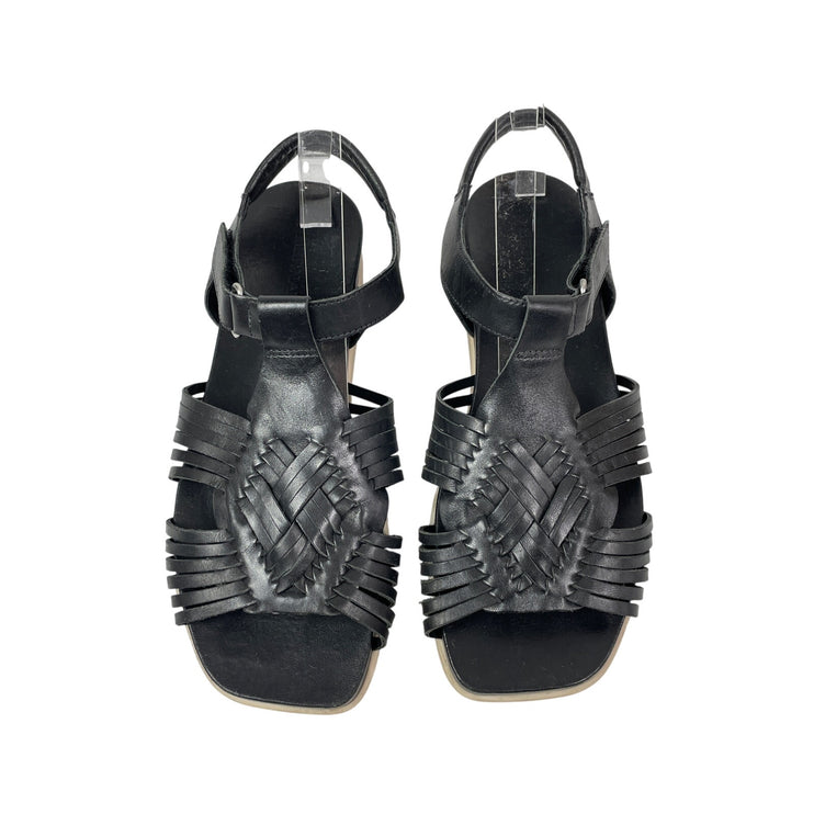 Bernardo Cora Huarache Women's Black Open Square Toe Strappy Wedge Sandals 8.5