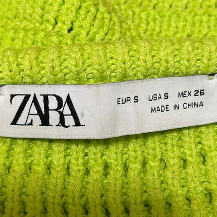 Zara Women's Green Floral 3D Beaded Crochet Sleeveless Knit Crop Top Size S