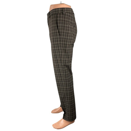 H&M Mens Brown Plaid Slim Fit Straight Leg Mid Rise Chino Trousers Pants Size 30