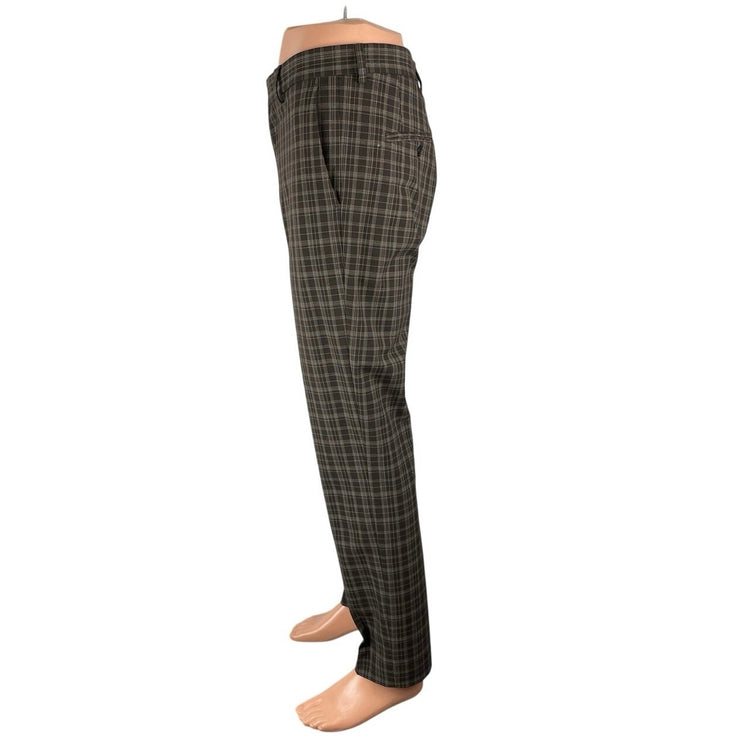 H&M Mens Brown Plaid Slim Fit Straight Leg Mid Rise Chino Trousers Pants Size 30