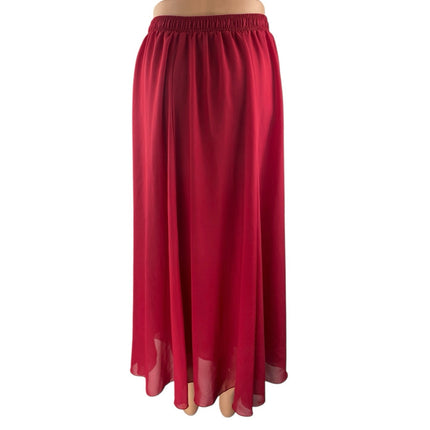 Lace Girl Women Red High Waisted Pull On Mesh Pleated A Line Midi Skirt Size 25