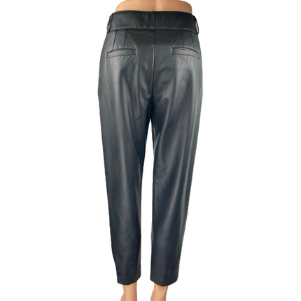 Banana Republic Black Faux Leather High Waisted Pleated Tapered Trousers Pants 0