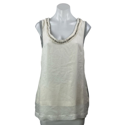 Robert Rodriguez Women's White Gray Sleeveless Scoop Neck Tank Top Size L