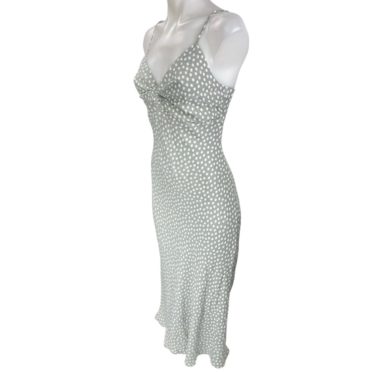NEW Abercrombie & Fitch Gray Polka Dots Sleeveless Twist Front Cami Slip Dress S