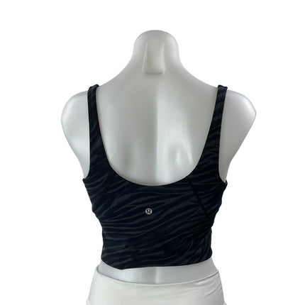 Lululemon Women's Black Zebra Sleeveless Tank Workout Athletic Crop Top Size 6