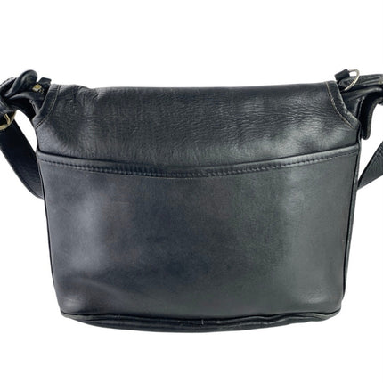 Coach Women's Black 100% Leather Crossbody Signature Satchel Handbag OS