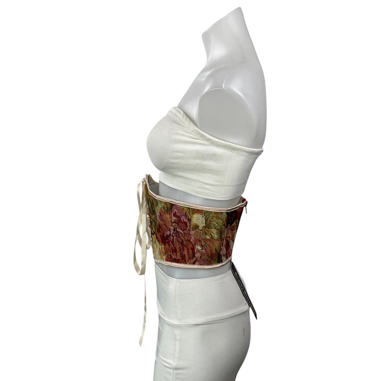 NEW Scarlet Darkness Multicolor Floral Lace Up Strapless Underbust Corset Size S