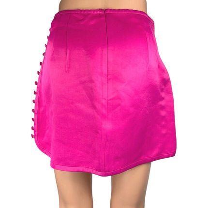 Zara Women's Pink Silky Satin Side Buttons Mini Straight Pencil Skirt Size S