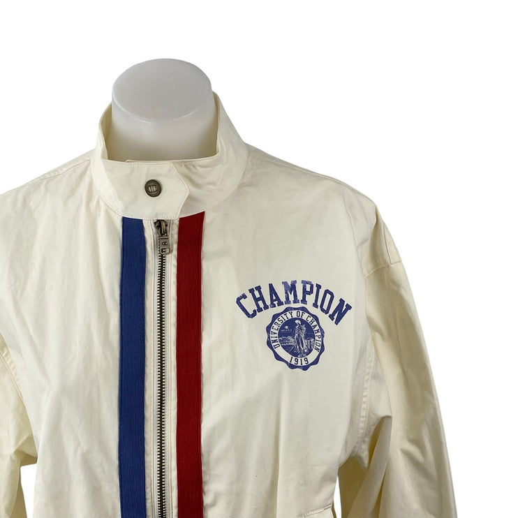 Champion Game Day Stripe Logo Long Sleeve Zip Windbreaker Athletic Jacket Top M