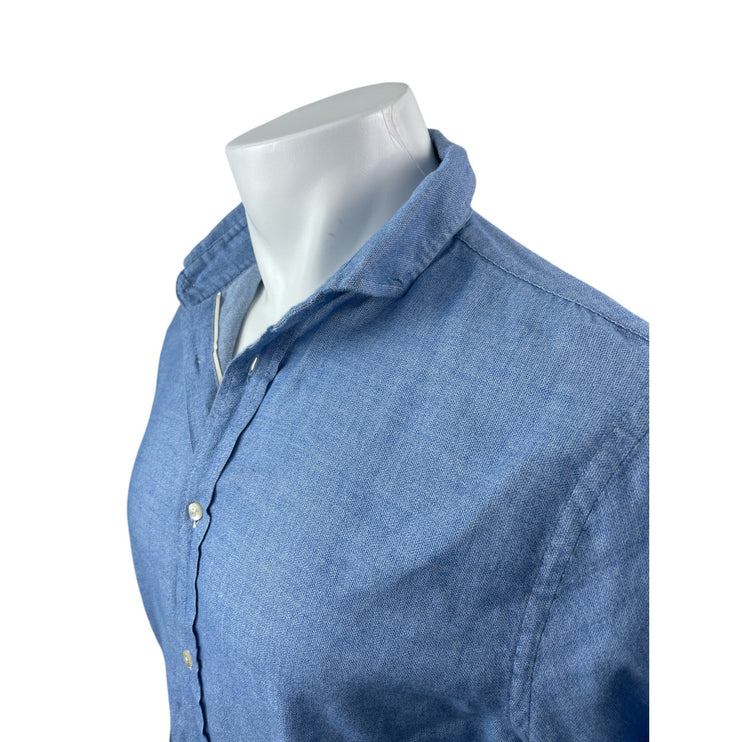 Scotch & Soda High on Chai Men's Blue Long Sleeve Button Down Shirt Top Size L