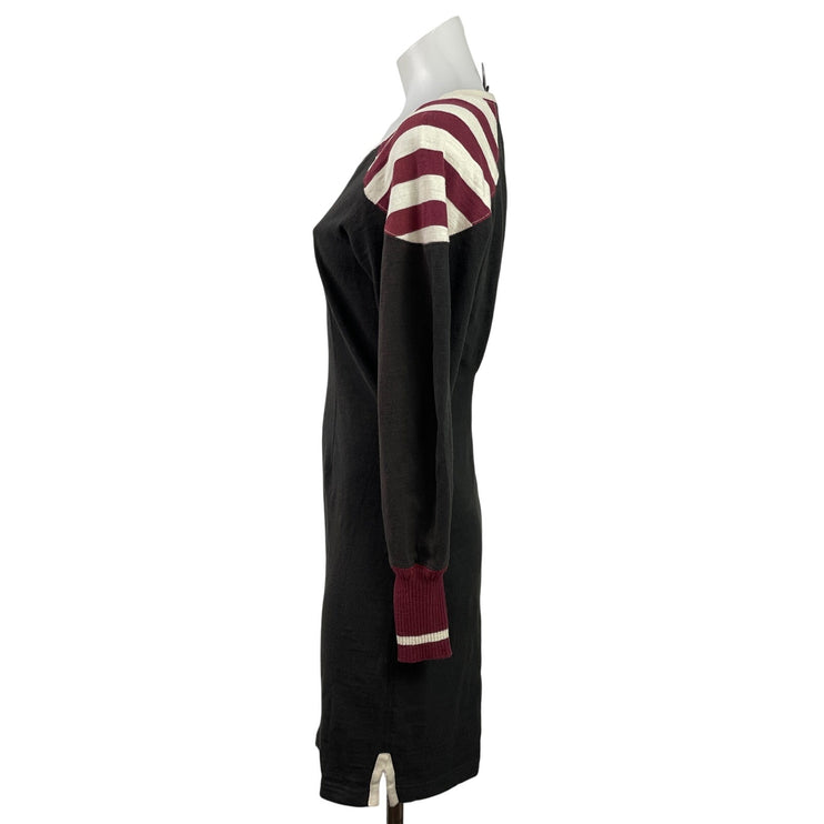 Isabel Marant Black Red White Striped Shoulder Long Sleeve Mini Sweater Dress 2