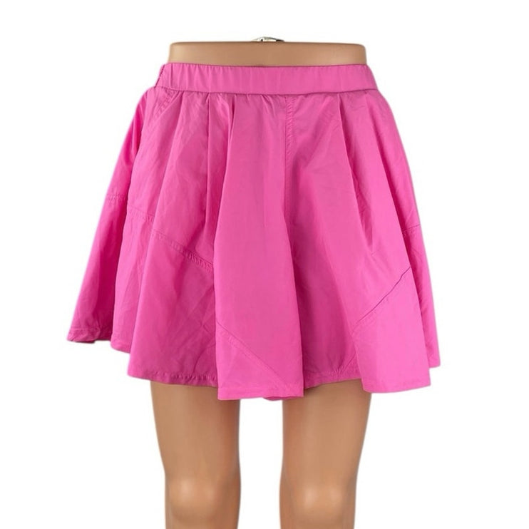 Free People FP Movement Pink High Waist Pleated Pull On Mini A Line Skirt Size S