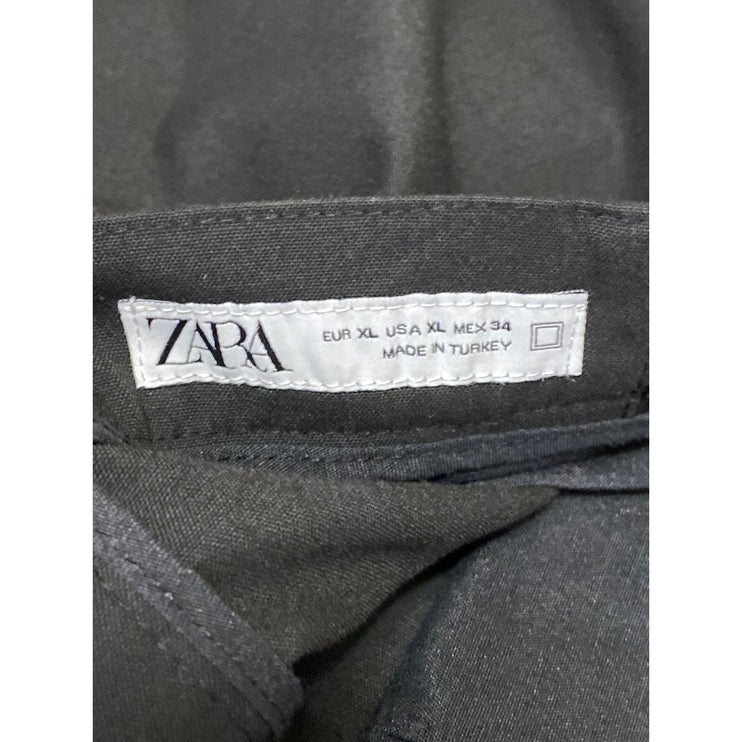 Zara Women's Black High Waisted Straight Leg Slim Fit Trousers Dress Pants Sz XL