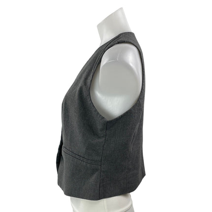 Zara Women's Gray Sleeveless V Neck Button Down Pocket Vest Crop Top Size M