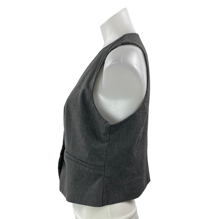 Zara Women's Gray Sleeveless V Neck Button Down Pocket Vest Crop Top Size M
