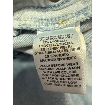 Ann Taylor Loft Curvy Blue Skinny Mid Rise Frayed Raw Hem Denim Jeans Pants 26