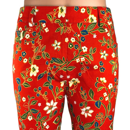 TORY BURCH Dayton Multicolor Samba Batik Flower Flared Crop Ankle Pant Size 29