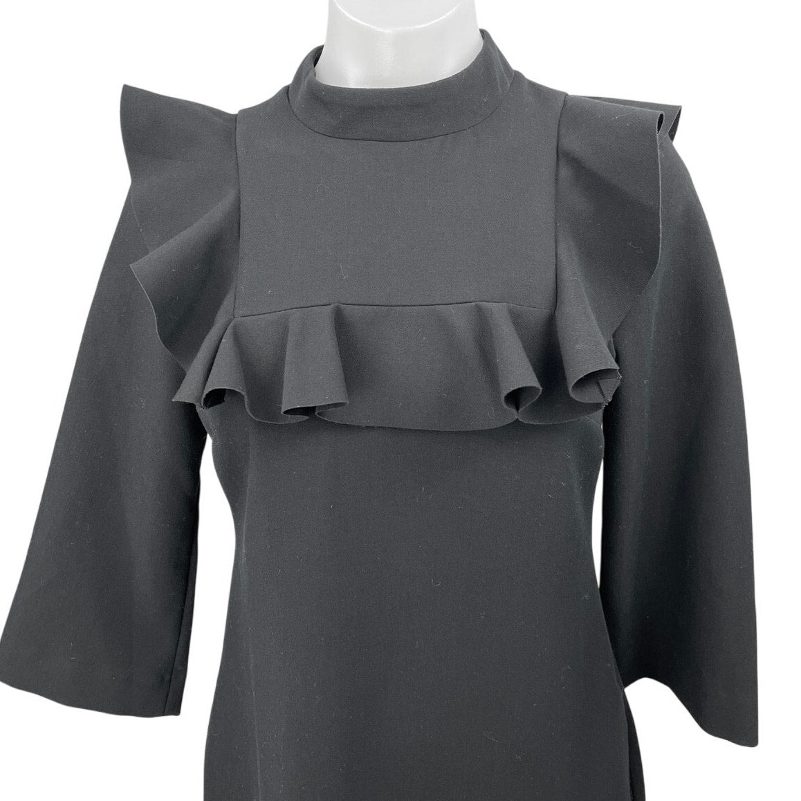 Banana Republic Black Ruffle Frill Mock Neck 3/4 Sleeve Mini Shift Dre – Brie