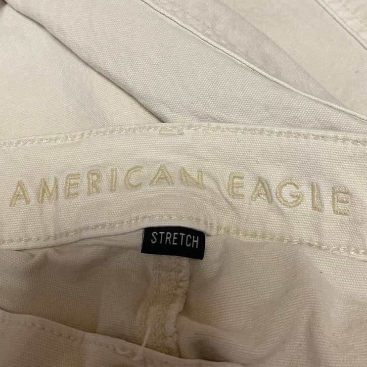 American Eagle Women's White Mid Rise Straight Leg Trousers Denim Jeans Pants 0